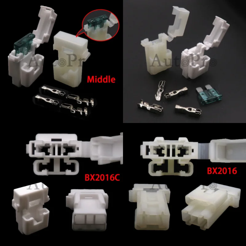 

1 Set Standard/Middle/Medium Fuse Box Assembly With 2pcs Terminals White Auto AC Assembly Insurance Socket Blade Fuse Holders