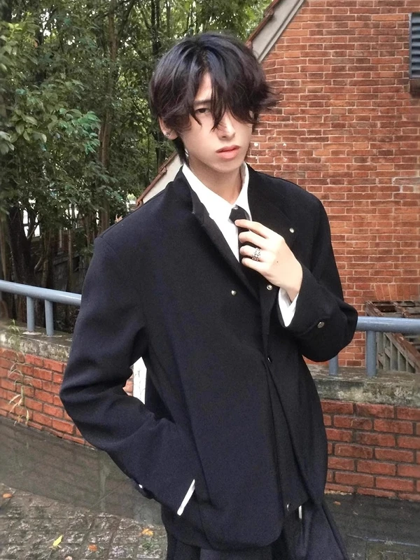 

Новый китайский мужской костюм с воротником-стойкой Jaet, верхняя одежда с подкладкой на плечах, весеннее пальто Zhongan, длинное свечение