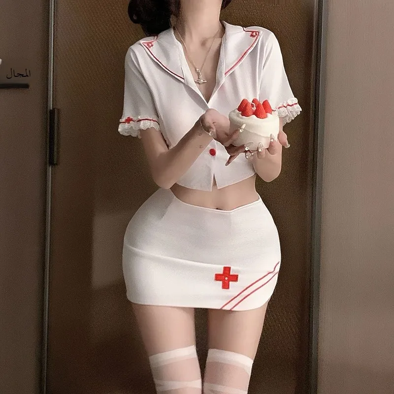 

Women's Sexy Lingerie Uniform Hot Girl Pure Desire White Angel Nurse Uniform Temptation Maid Uniform Cosplay Nurse Short Skirt