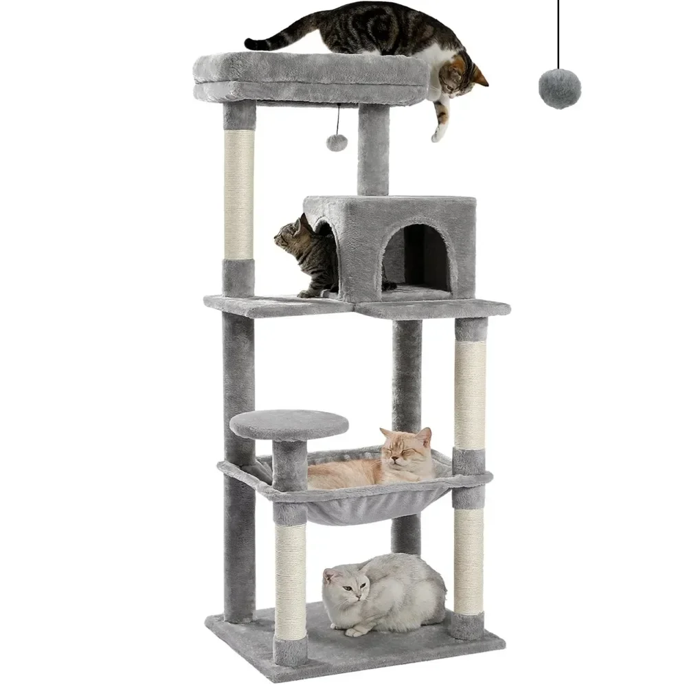 

Cat Tree for Large Cats 56"Tall Cat Tower Condo with Scratching Post for Indoor Cats,Gray Easy Installation Reliable Quality