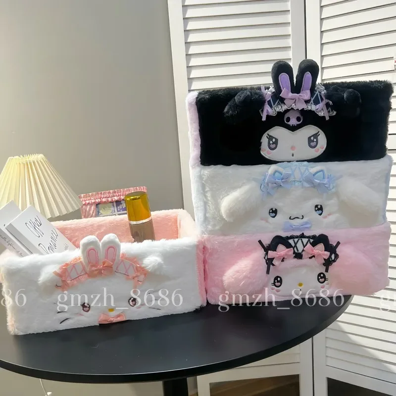 

Плюшевые корзины Sanrio My Melody Hello Kitty Cinnamoroll, корзины для хранения, многофункциональная настольная коробка для хранения косметики