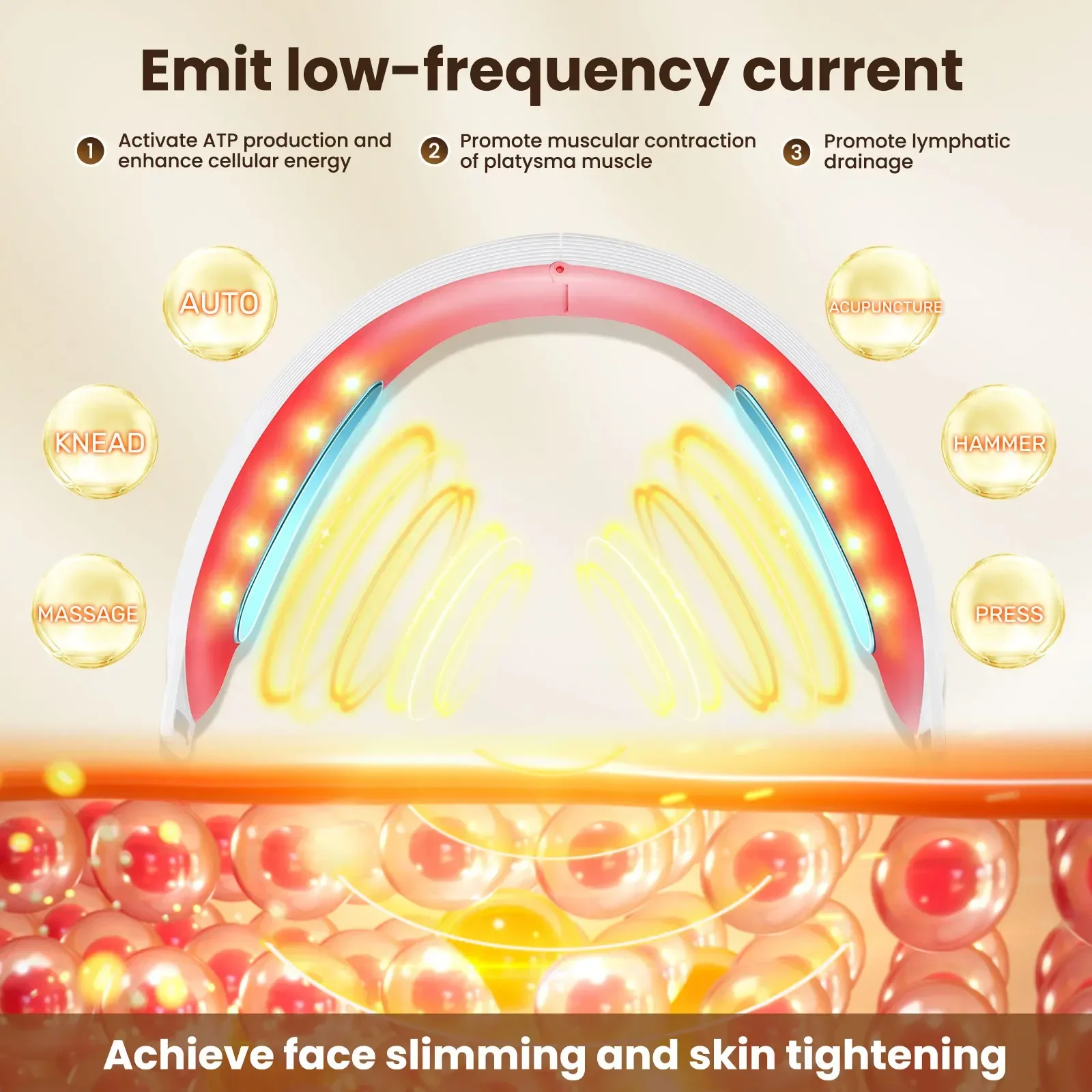 NEW Electric V Face Lifter EMS Facial Massage Vibrate Belt Double Chin Remover 5color LED 6 Mode Firming Beauty Skin Care Device