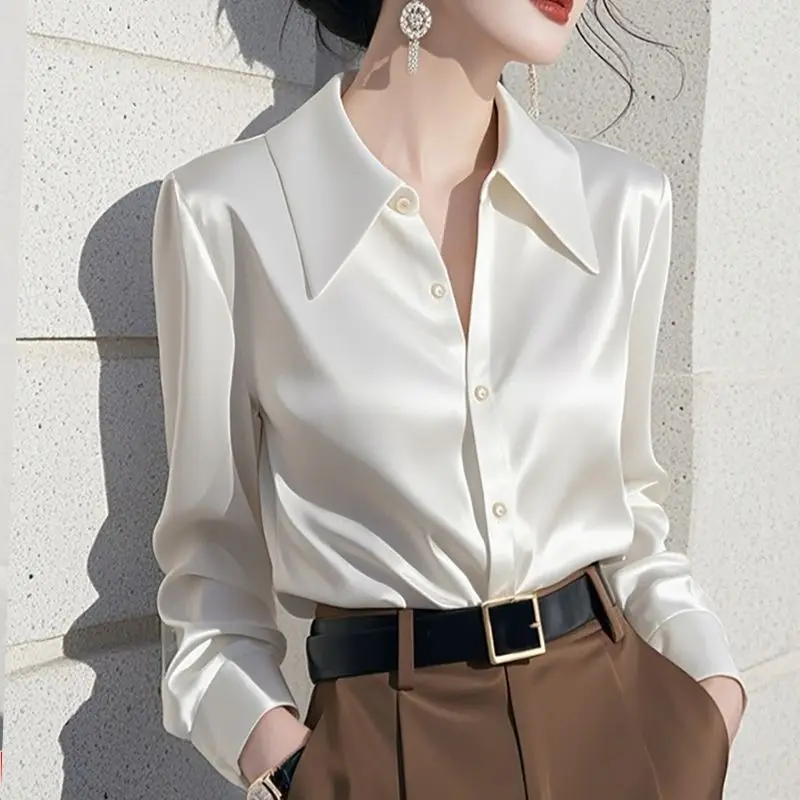 

Temperament Commuting Shirt For Women 2025 Spring New Design Fashionable Shirt Long Sleeve Collar Top