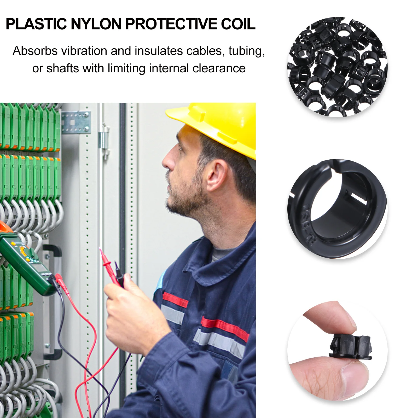 

100Pcs Cable Snap Black Grommet Nylon Protective Grommet for Tubing Insulation and Wear Resistance Snap Bushing