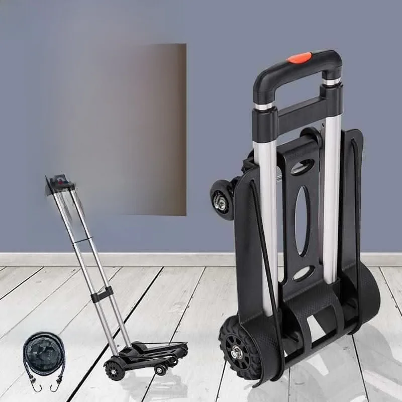 portable-four-wheel-hand-pulled-miniature-cargo-cart-household-moving-luggage-trolley-retractable-handle-aluminum-body-cart