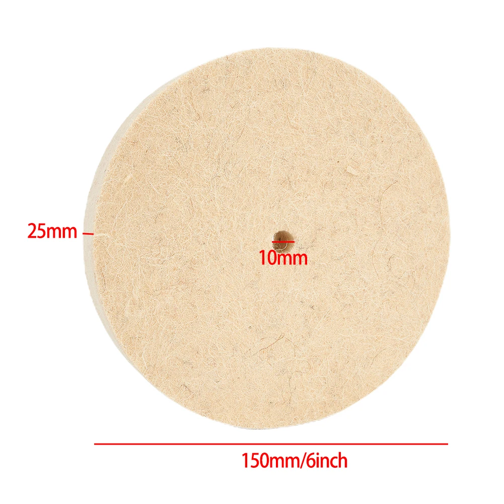Wool Felt Buffing Wheel 150mm Diameter 6inch for Rotary Tool Use on Copper Aluminum Stainless Steel Glass and Ceramic Surfaces