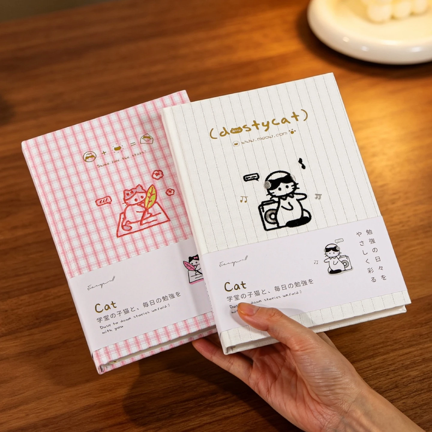 2027 A5 Embroidered Cat Fabric Notebook, Cute Lined Journal for Office & Daily Planning,Cute Embroidered Kitten Journal,Her Gift