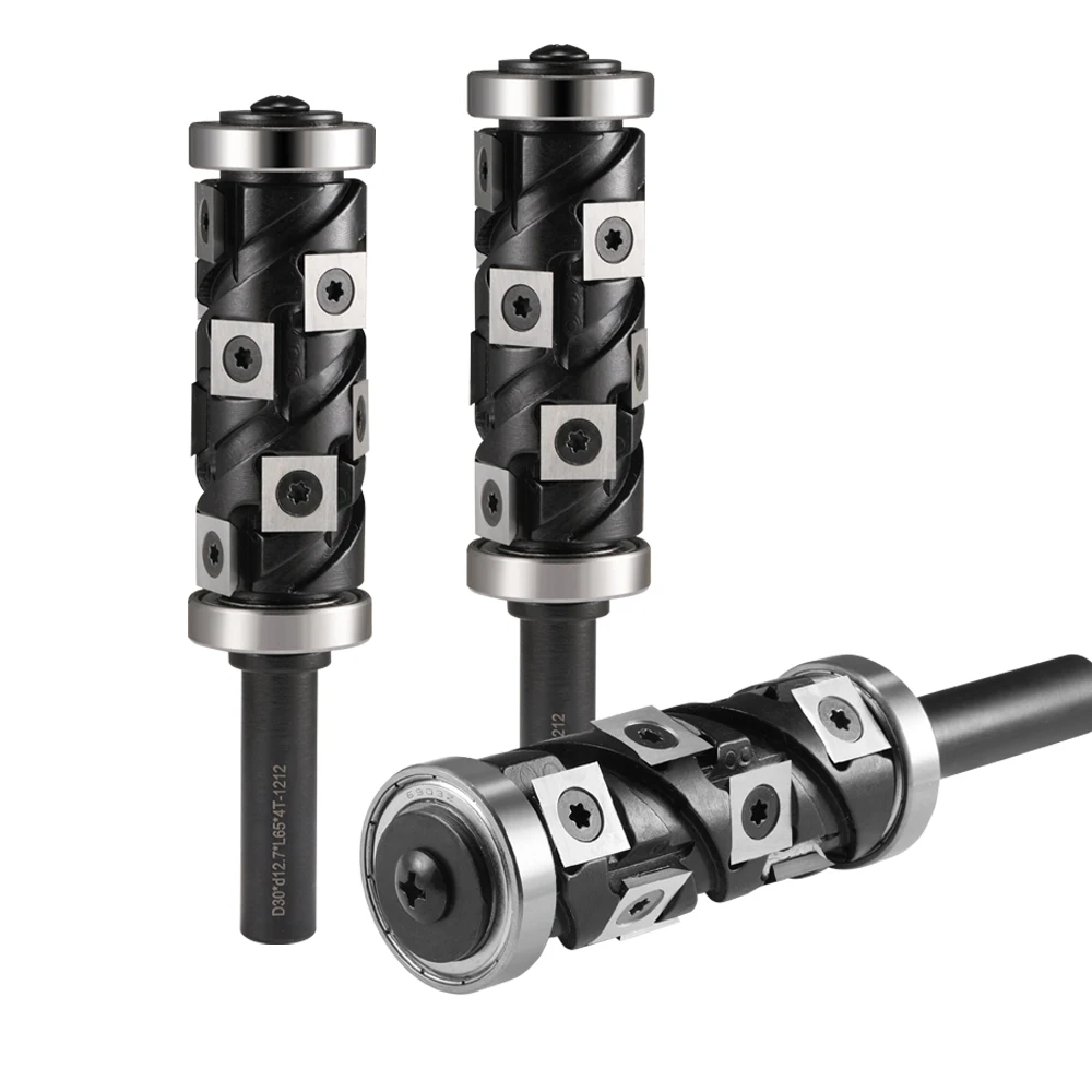Replaceable Insert Carbide Flush Trim Router Bit With Top Bottom Double Bearing 1/2