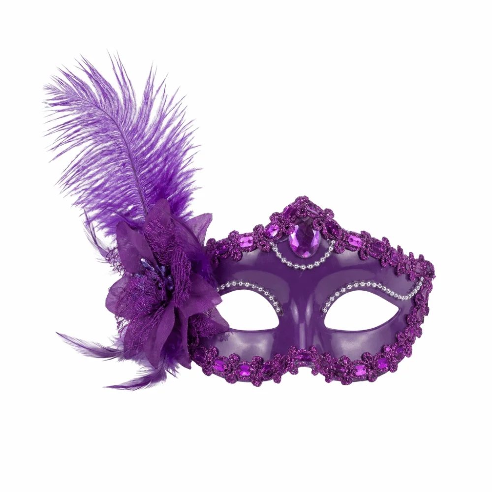 Fancy Rhinestone Half-Face Mask Multicolor Seductive Style Masquerade Ball Mask Cosplay Masquerade Feather Mask Women's Event