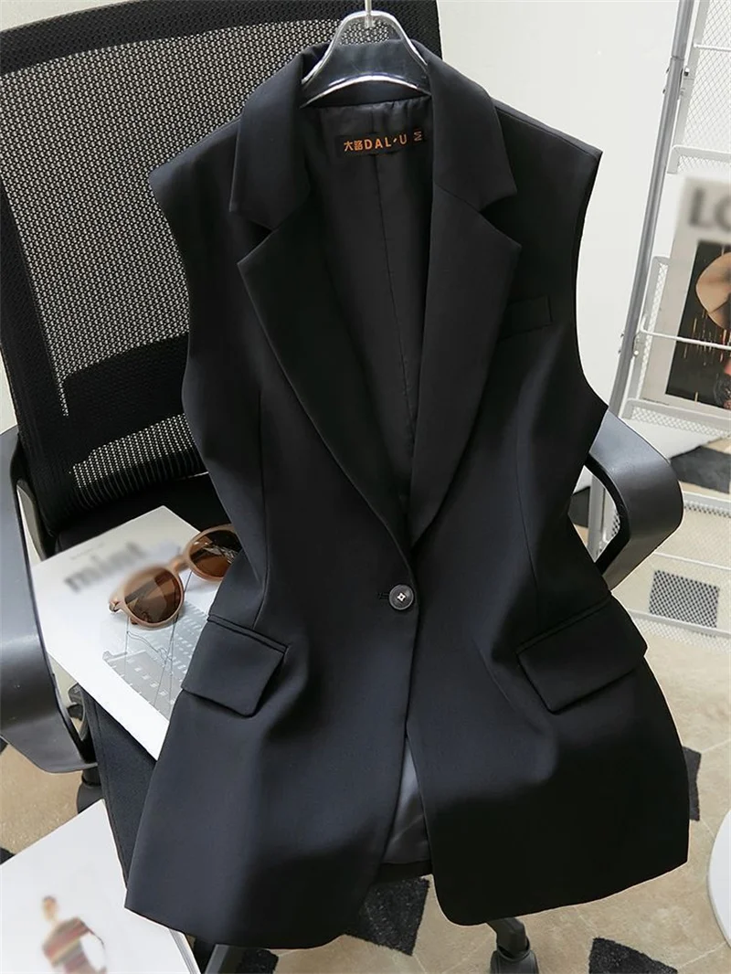 

Black SuitVest Women's 2025 Spring And Autumn New Style Vest Waist Cinched Slim Fit Suit Vest