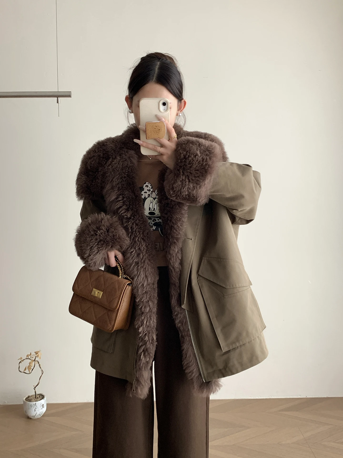 

Тосканское шерстяное пальто-парка женское средней длины с наполнителем из белого гусиного пуха, модное, теплое, с воротником, для женщин