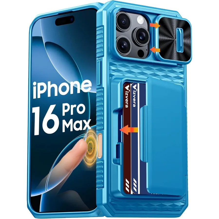 

Прочный противоударный силиконовый чехол для телефона с кошельком, RFID-защитой, держателем для карт, управлением камерой и чехлом для камеры для iPhone 16 Pro