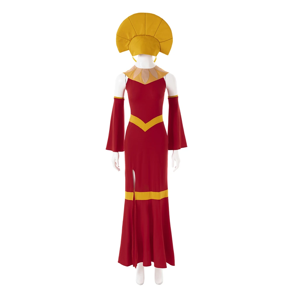 

Anime Emperor Kuzco Cosplay Costume King Outfits For Women Red Dress Suit with Hat Halloween Carnival Party Egypt Emperor Suit