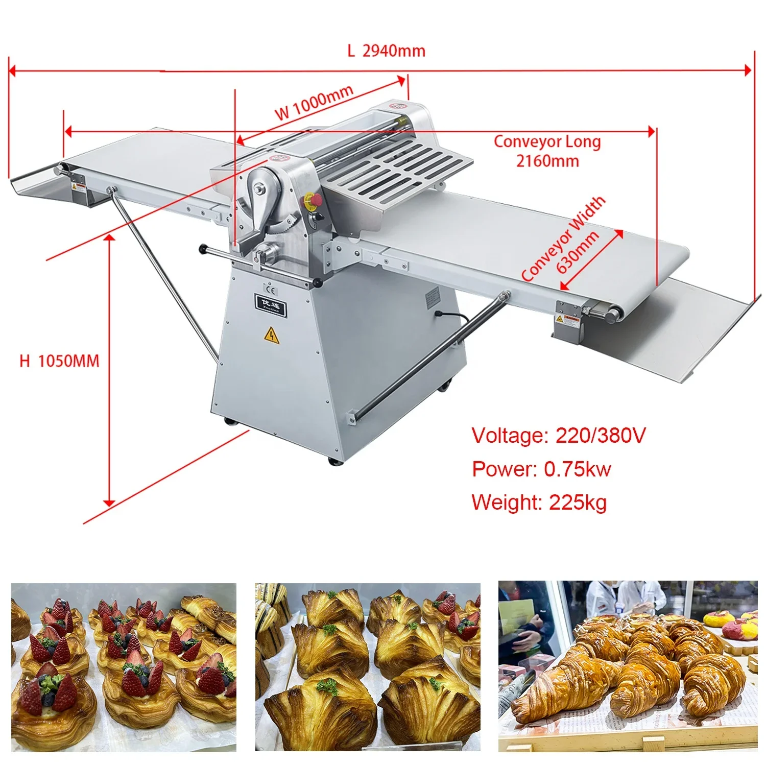 Ce Automatic Dough Pastry Sheeter Roller Reversible Laminadora De Masa Fondant Cheap Price Bread Croissant Dough Sheeter Machine