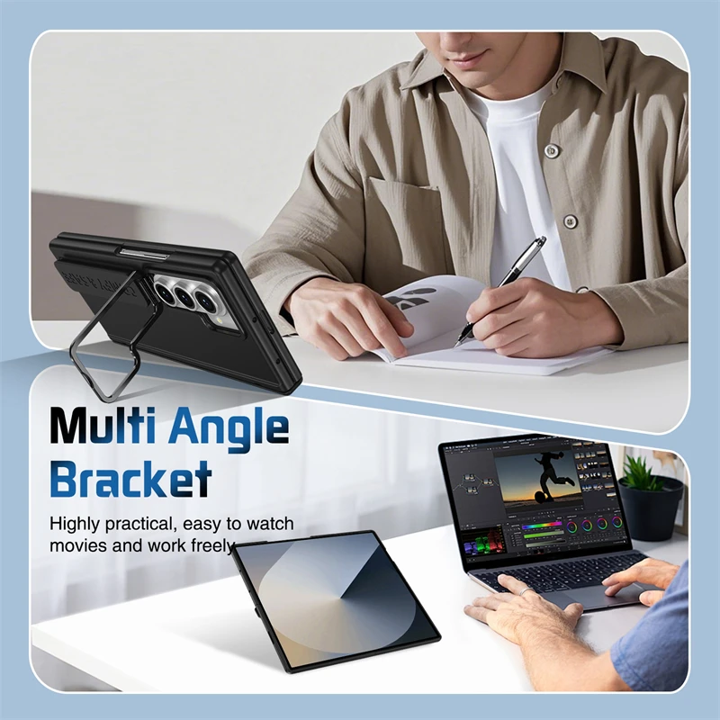 Etui na Samsung Galaxy Z Fold 7 6 5 4 3 z uchwytem na nadgarstek, osłoną obiektywu, zewnętrzną folią ochronną na ekran i odpornością na wstrząsy — zdjęcie produktu 5