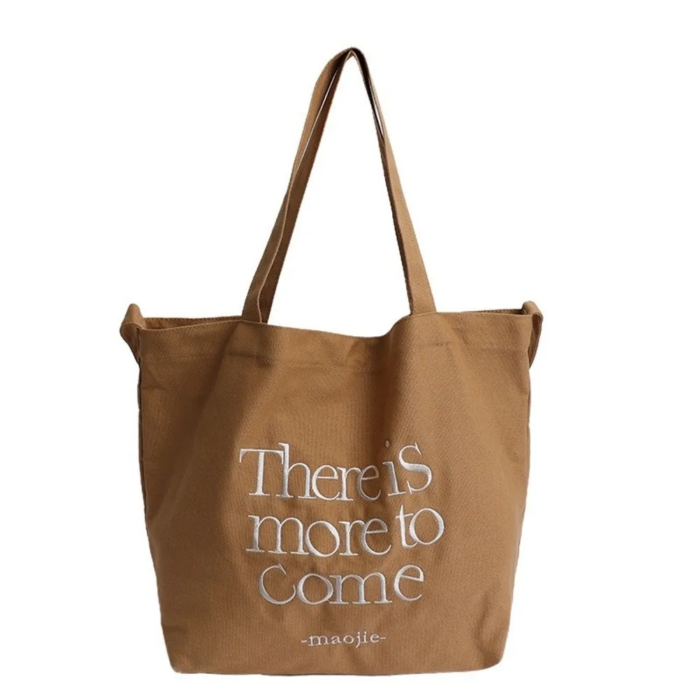 

Trendy Solid Color Canvas Totes Bag Casual Large Capacity Letters Shoulder Bag College Student Versatile Women's Handbag Girls
