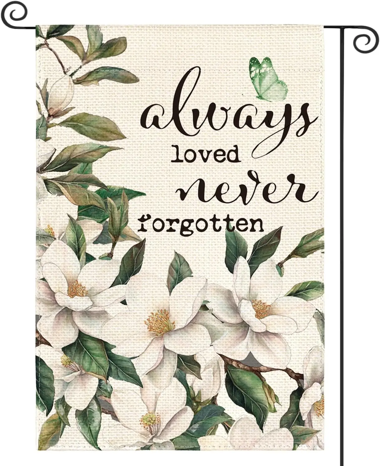 علم حديقة تذكارية من AVOIN colorlife Always Loved Never Forgotten مقاس 12 × 18 بوصة مزدوج الجوانب من الخارج، ساحة ماغنوليا الخارجية Dec ZZJ #1