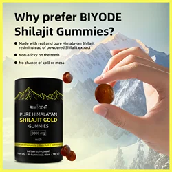 BIYODE 3000mg Pure Himalayan Shilajit Gummies Containing 85+Trace Minerals Supplement Vegetarian Easy Independent Packaging