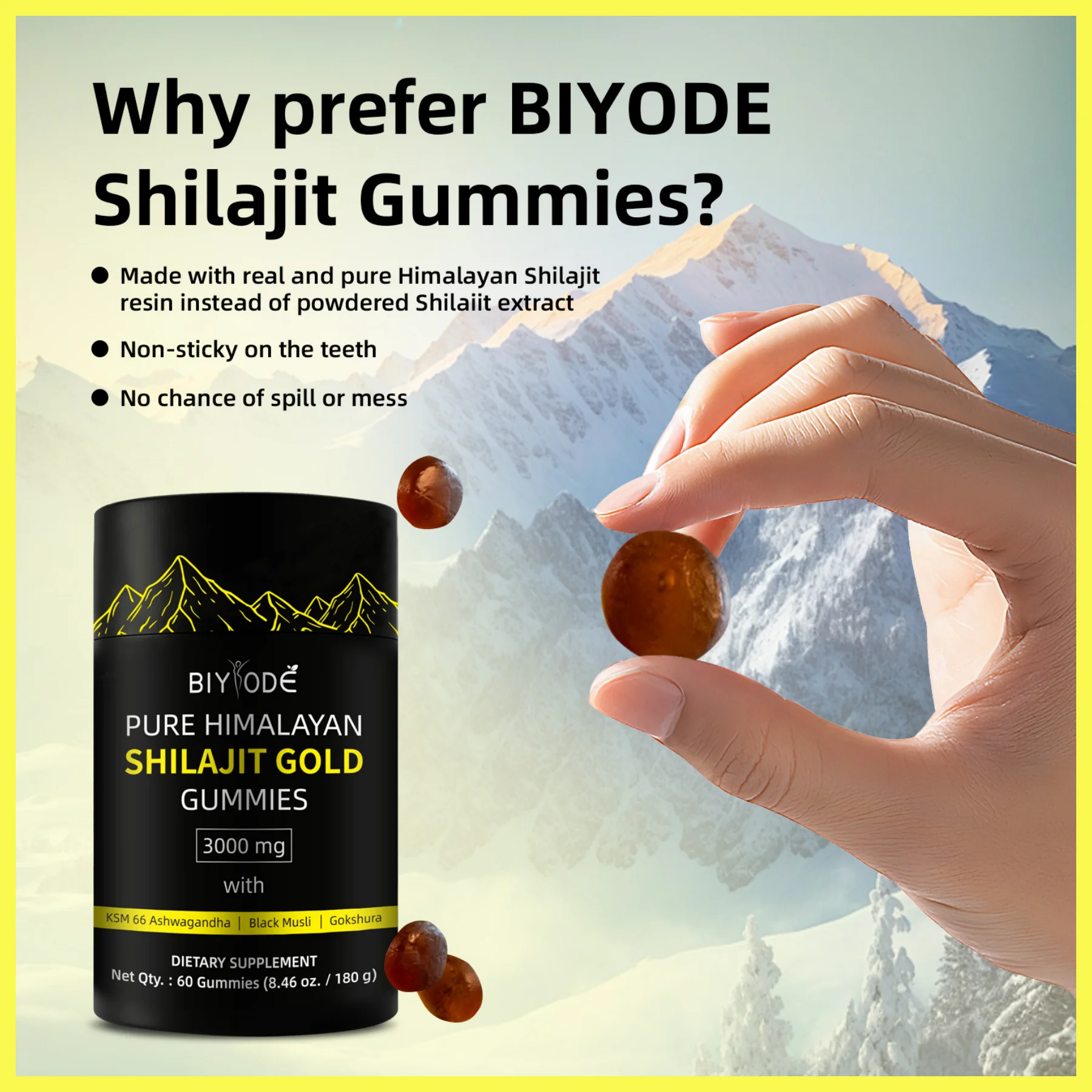 Pure Himalayan Shilajit Gummies Containing 85+Trace Minerals Supplement Vegetarian Easy Independent Packaging