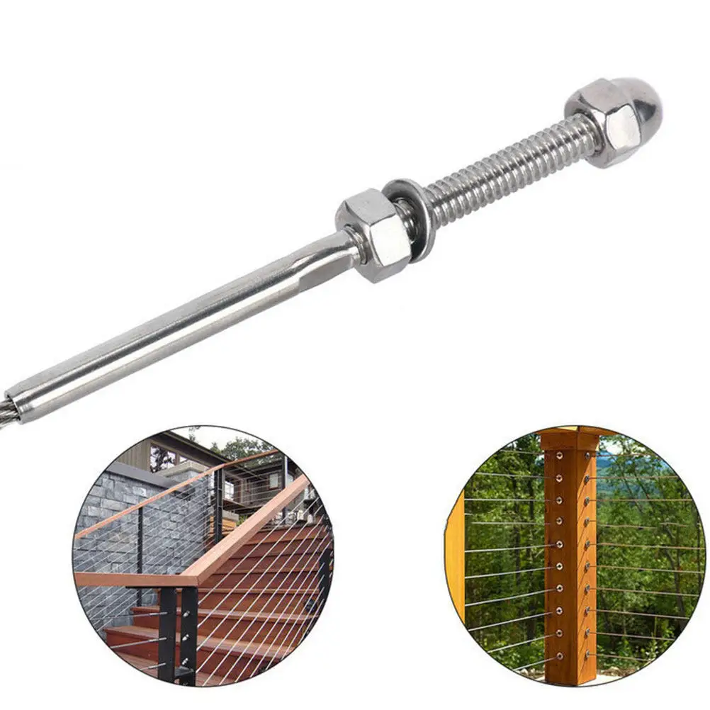 10Pcs Marine Grade 316 Stainless Steel Swage Threaded Stud Tension End Fitting for Cable Railing Deck Stair and Boat Rail