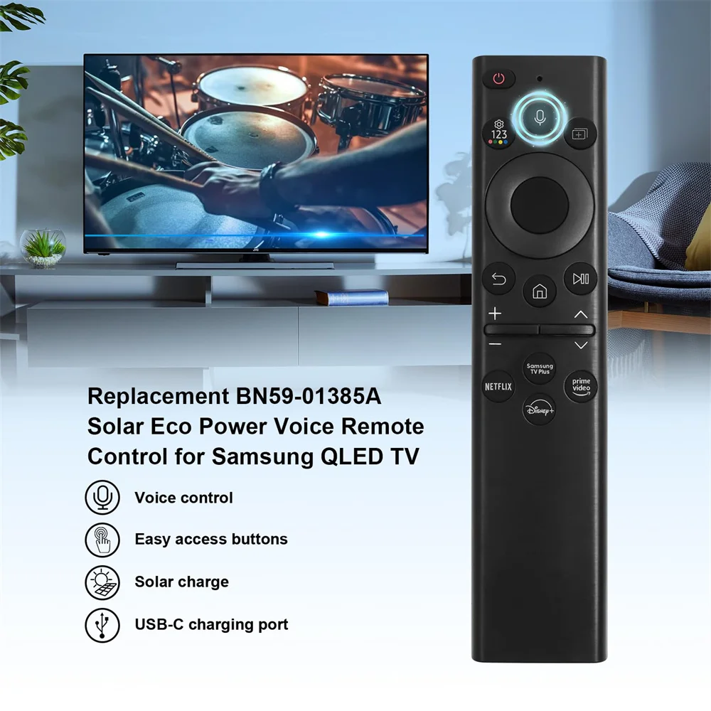 BN59-01385A Solar Voice Replacement Remote Control for Samsung TV 2021-2023 Neo QLED, The Frame and Crystal 4k 8K UHD Smart TVs