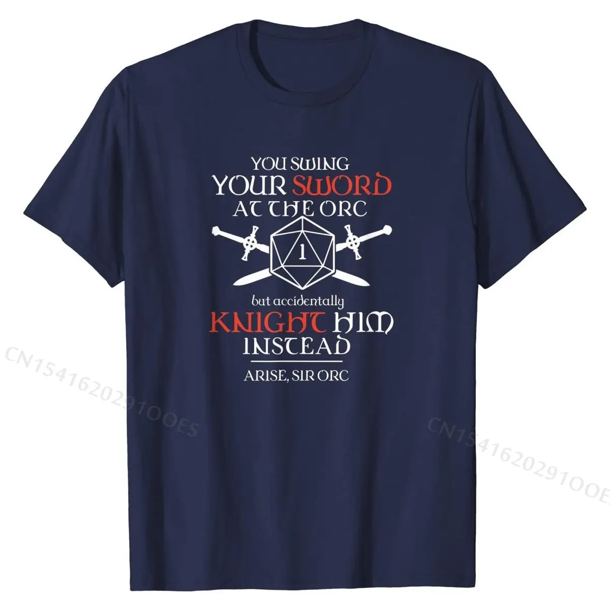 Tabletop RPG D20 Arise Sir Orc Critical Failure T-Shirt Cool Tops Shirt for Men Cotton T Shirt Casual Prevalent