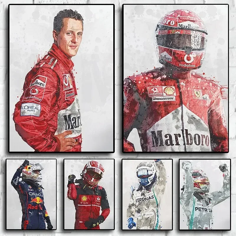 Картина-на-холсте-f1-автомобильная-формула-гонщик-мультяшный-акварельный-постер-для-комнаты-мальчика-идеальный-подарок-для-гостиной-спальни-домашний-декор