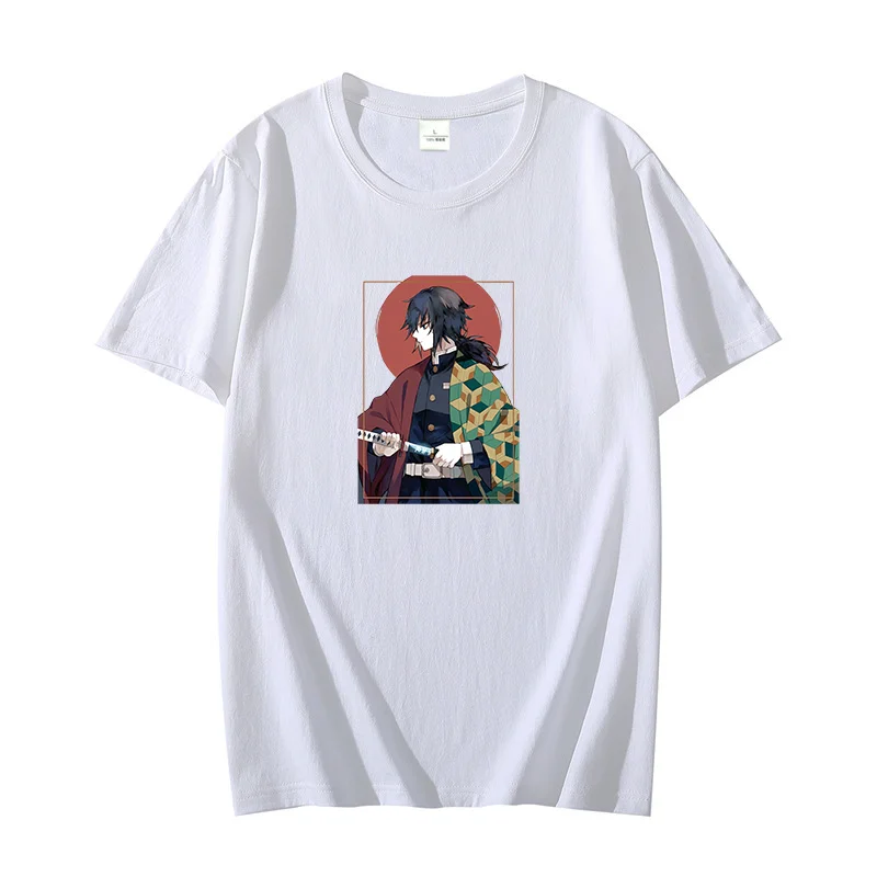 Anime Giyu Tomioka Gothic Japanese Anime Unisex Graphic T Shirts Cotton T Shirt Short Sleeve T-Shirts Mens Print T Shirt