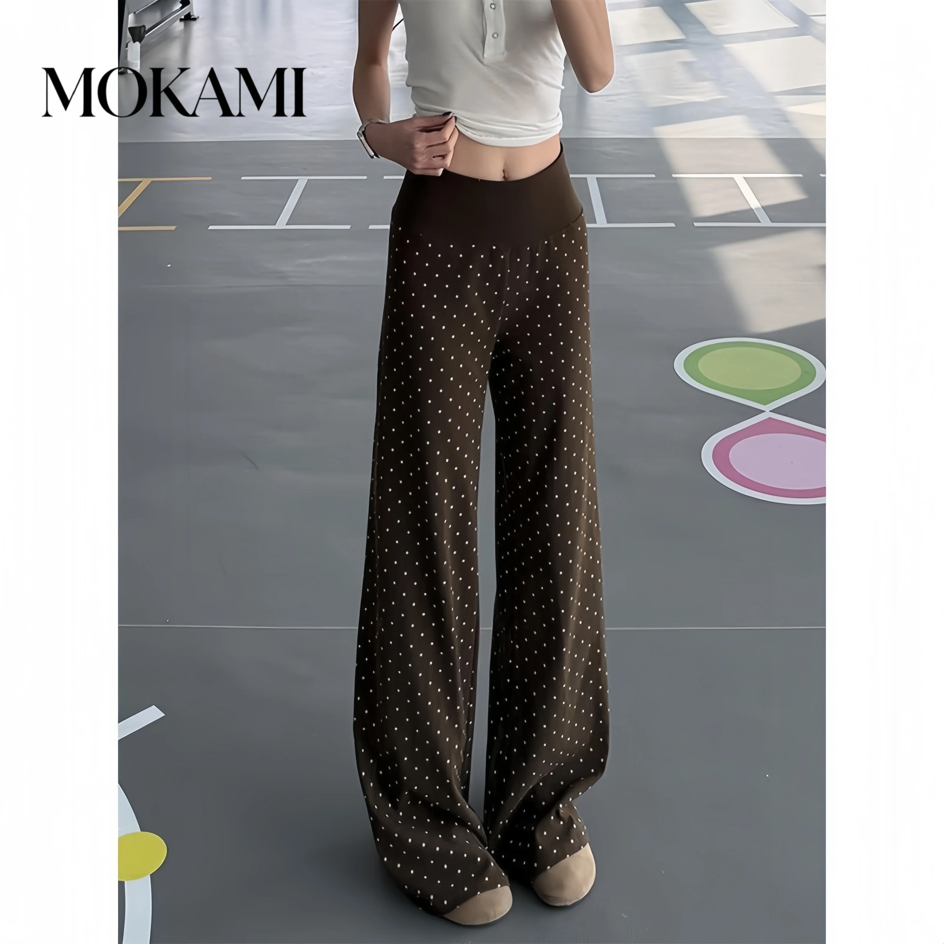 High Waist Wave Dot Micro Bell Bottom Pants for Women Casual Walking Yoga And Fitness Slimming Pants