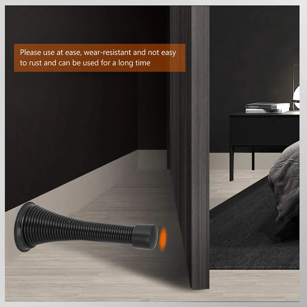 

Spring Stops High- Plastic Black Wall Mount Doorstop Protect Door Wall Damage Door Bump Damper Hardware