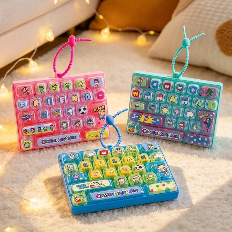 26-key Crayon Shin-chan Keyboard Keychain Stress Relief Toy Student Bag Charm CoupleBag Decoration Keychain Anime Figure Cosplay view 3