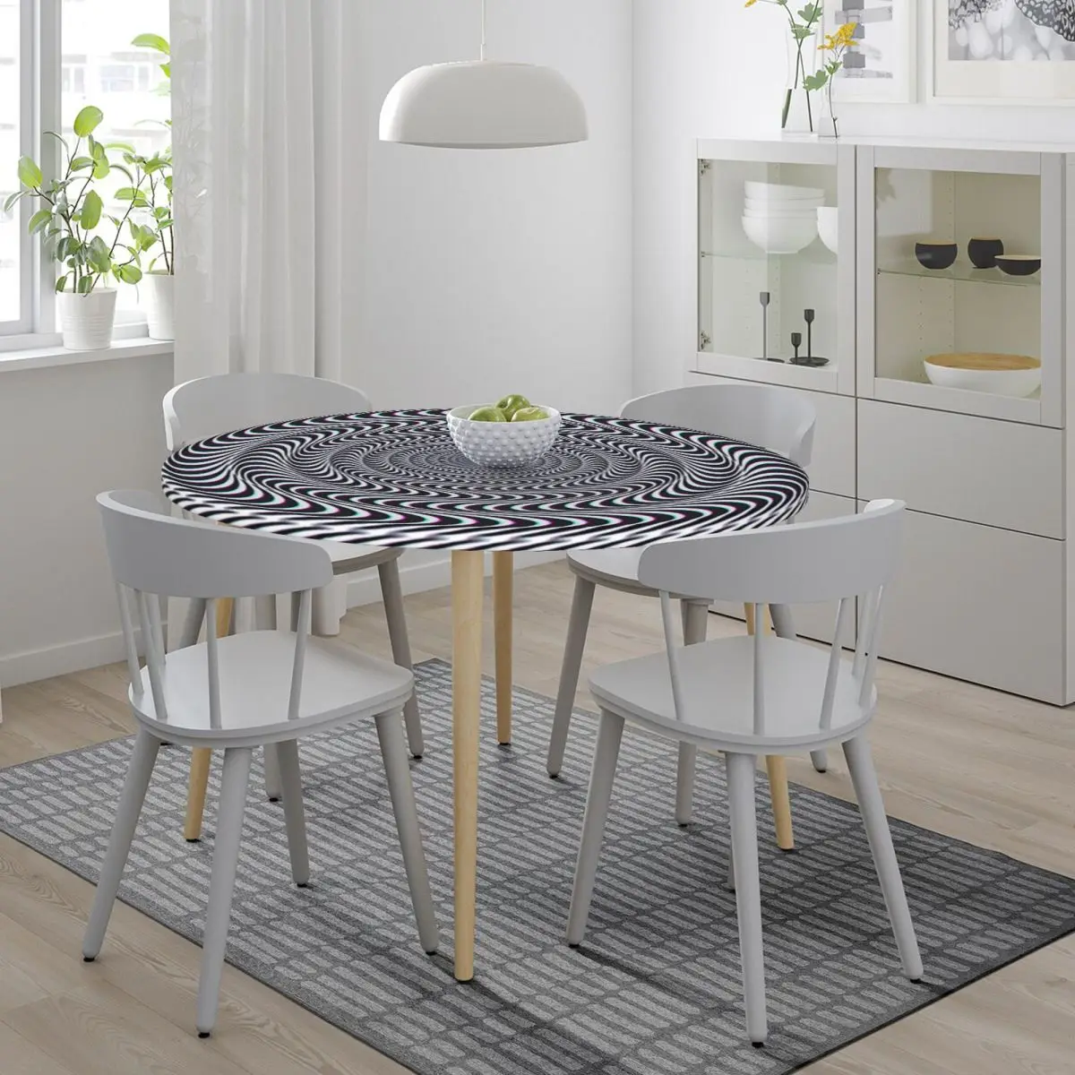 Amazing Hypnotic Optical Illusion Hypnotic Psychedelic Spiral Round Tablecloth Table Cloth for Kitchen Events Dining Table Cover