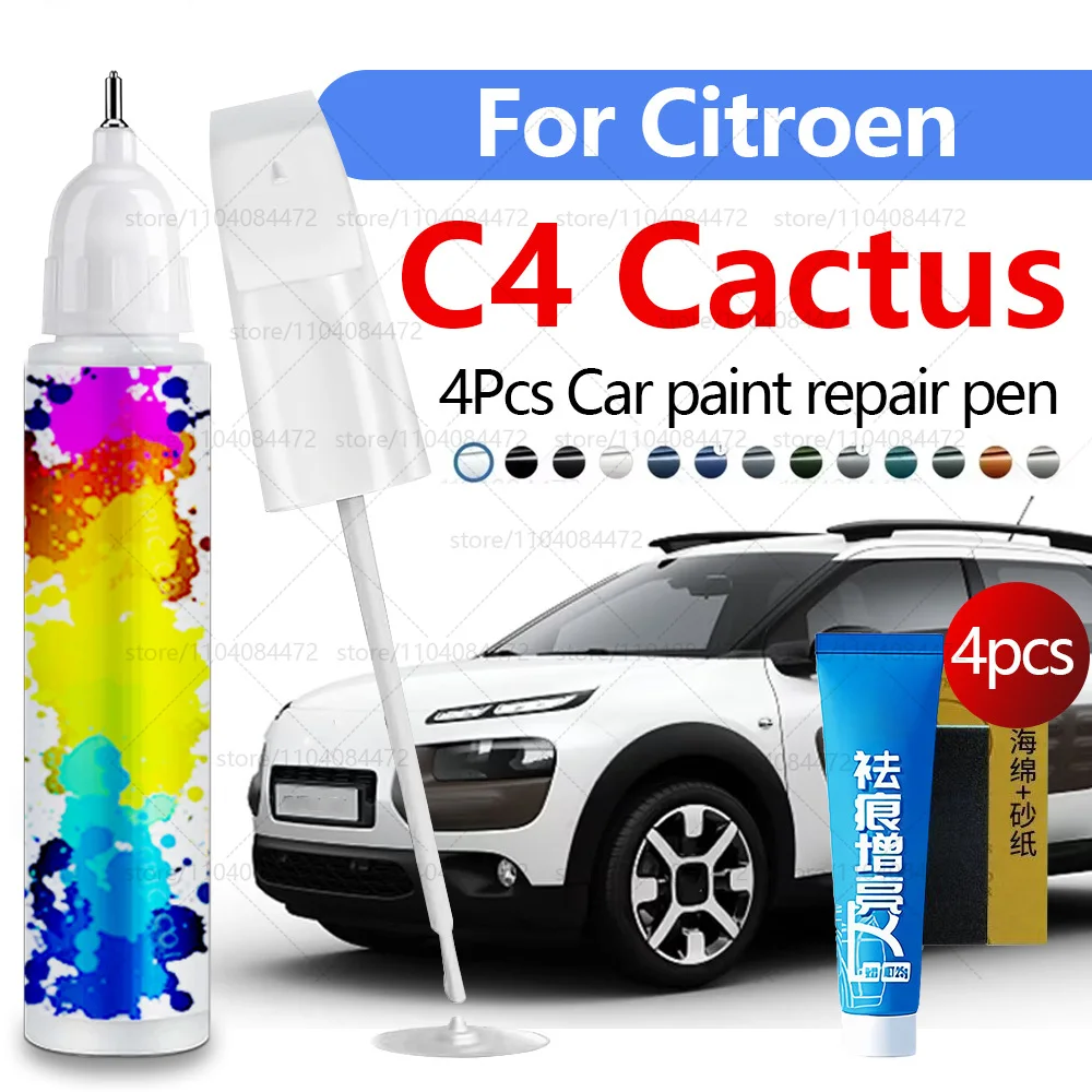 Car Paint Repair Pen For 2014-2020 Citroen C4 Cactus Paint Scratch Repair Accessories 4PCS Black White EWP Brown Blue Grey KCA