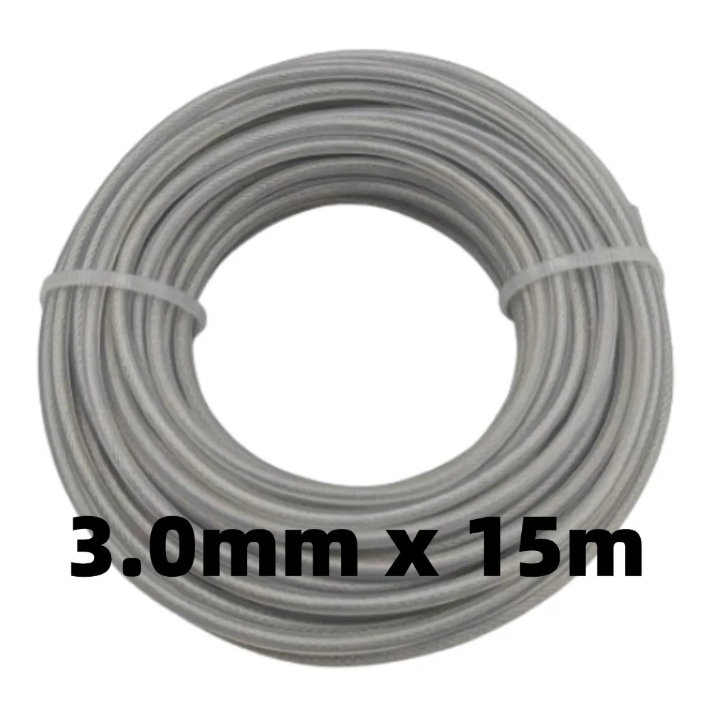 3mm*15m Steel Wire Nylon Grass Trimmer Line Round Brushcutter Trimmer Rope Lawn Mower Replacement Garden Back Yard Tools