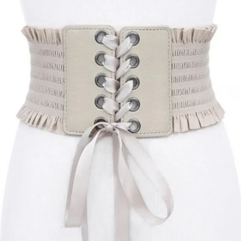 

Women Fashion Stretch Belt Tassels Elastic Buckle Wide Dress Corset Waistband Women's High Waist Belt Wide Belts