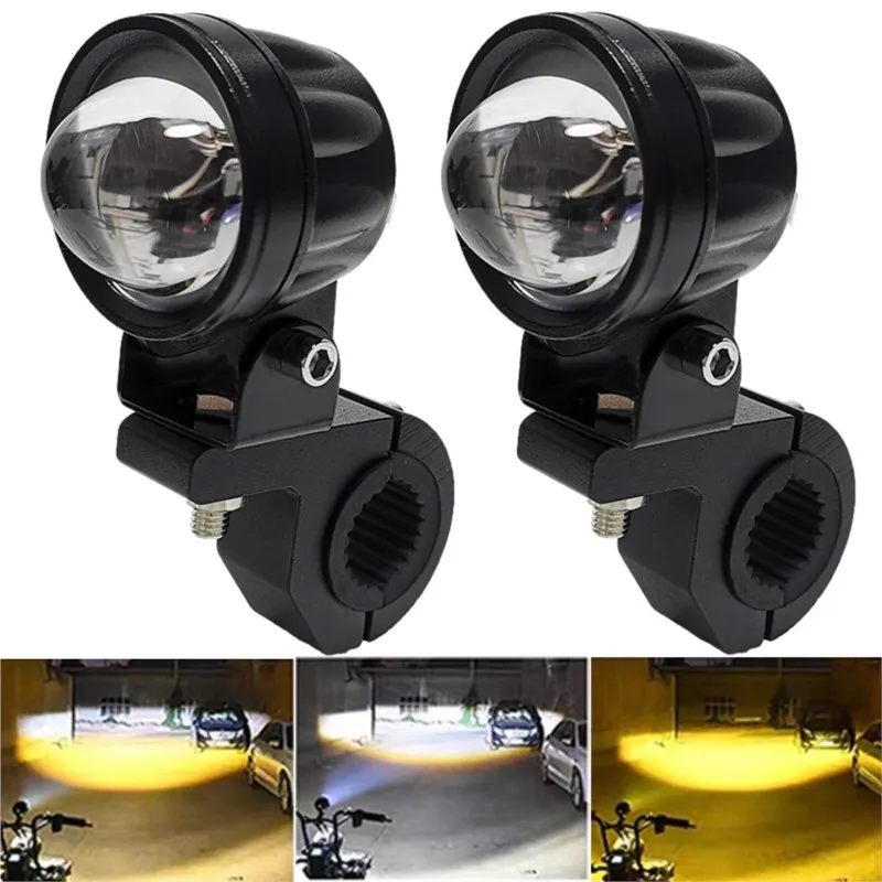 Auxiliary Led Headlights For Motorcycle Led Light Long Range 12-80V White/Amber Universal Additional Moto Spotlights Fog Lights