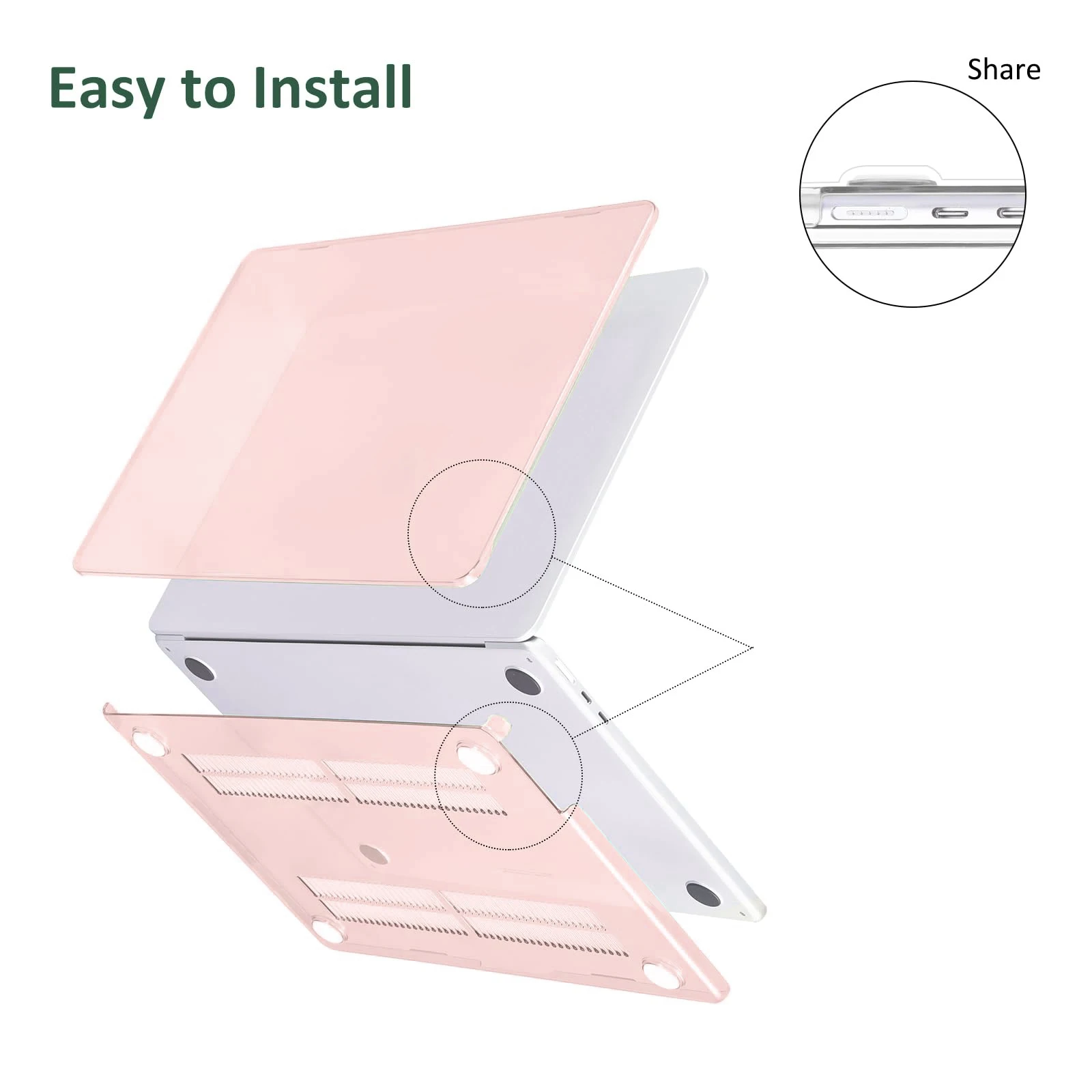 EooCoo Plastic Hard Matte Pink Case For Macbook Air 13 (M4 M3 M2 M1) For Macbook Air 15 (M4 M3 M2) For  Mac Pro 14 (M4 M3 M2 M1)