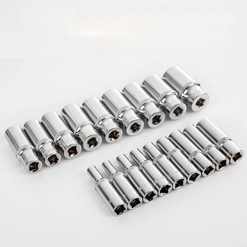 3/8-Zoll-Steckschlüssel mit 6-Punkt-Tiefkopf, 10-mm-Loch, Sechskant-Verlängerungshülsenkopf, Größen 6, 7, 8, 9, 10, 11, 12, 13, 14, 15, 16, 17, 18, 19, 20, 21, 22, 23, 24 mm – Detail 5