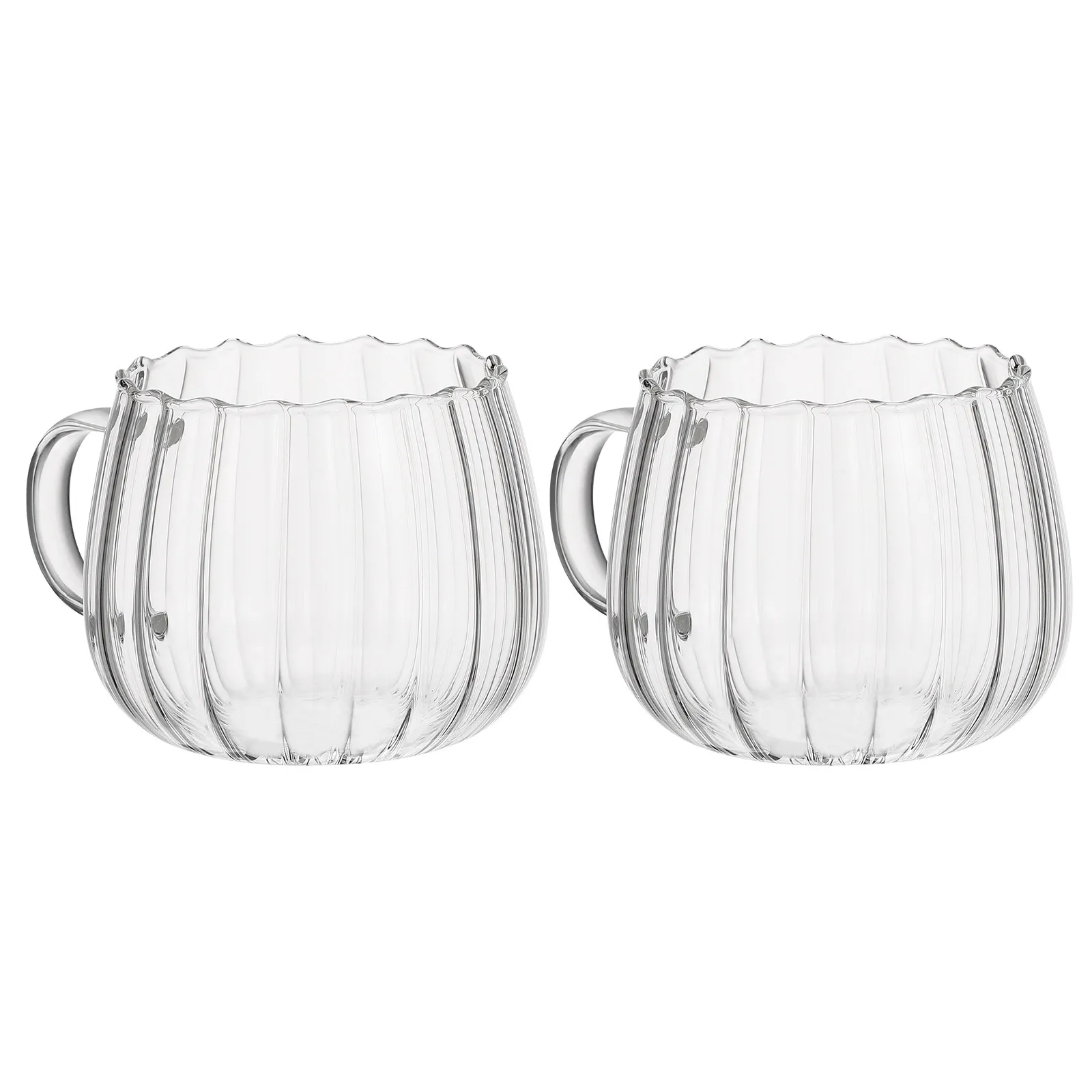 2Pcs Glass Coffee Cups Transparent Smooth Edges Clear Tea Mugs for Breakfast Juice Drinking Glass Cups Milk Cup