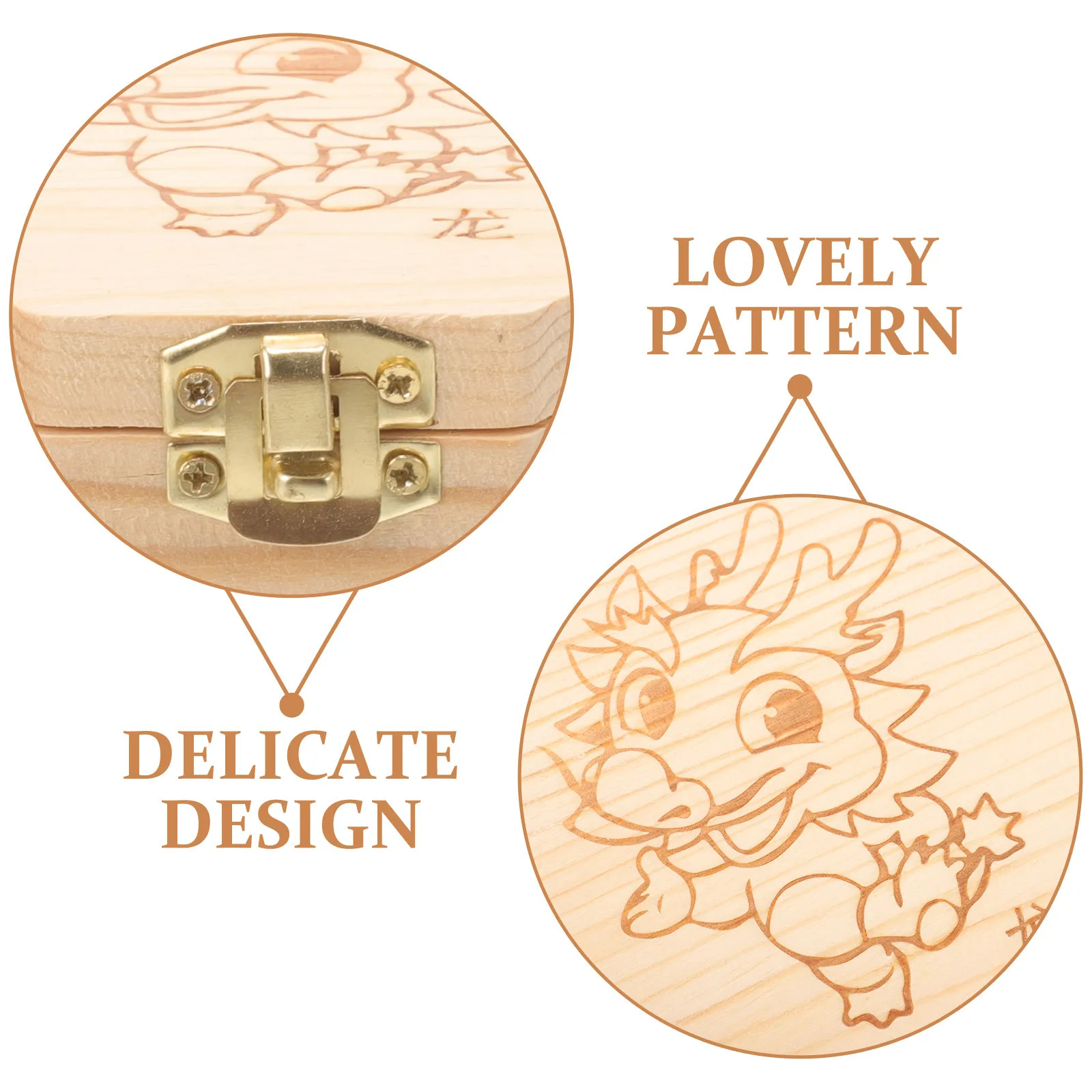 

1 комплект, детская коробка для зубов, деревянный чехол для хранения лиственных зубов, китайский зодиак, дракон, коробка на память, держатель для детских зубов, подарок