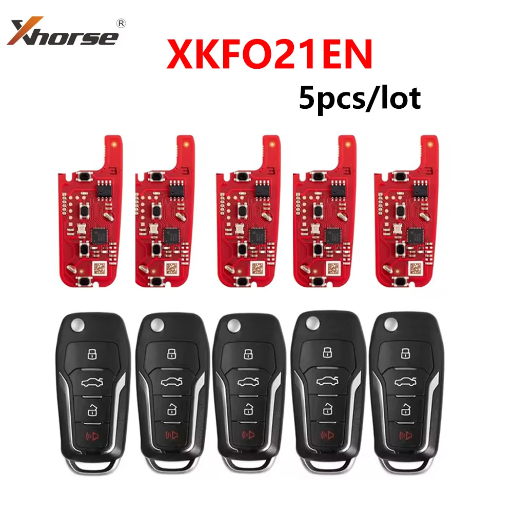 

5 шт./лот Xhorse XKFO21EN для Ford 2-го поколения, универсальный проводной дистанционный брелок, 4 кнопки, замена ключа XKFO01EN