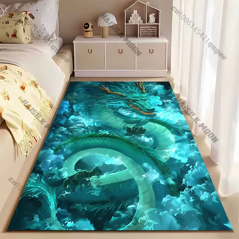 Majestic dragon amidst stormy skies carpet Yoga living room room decor children's crawling mat doormat area rug games mat