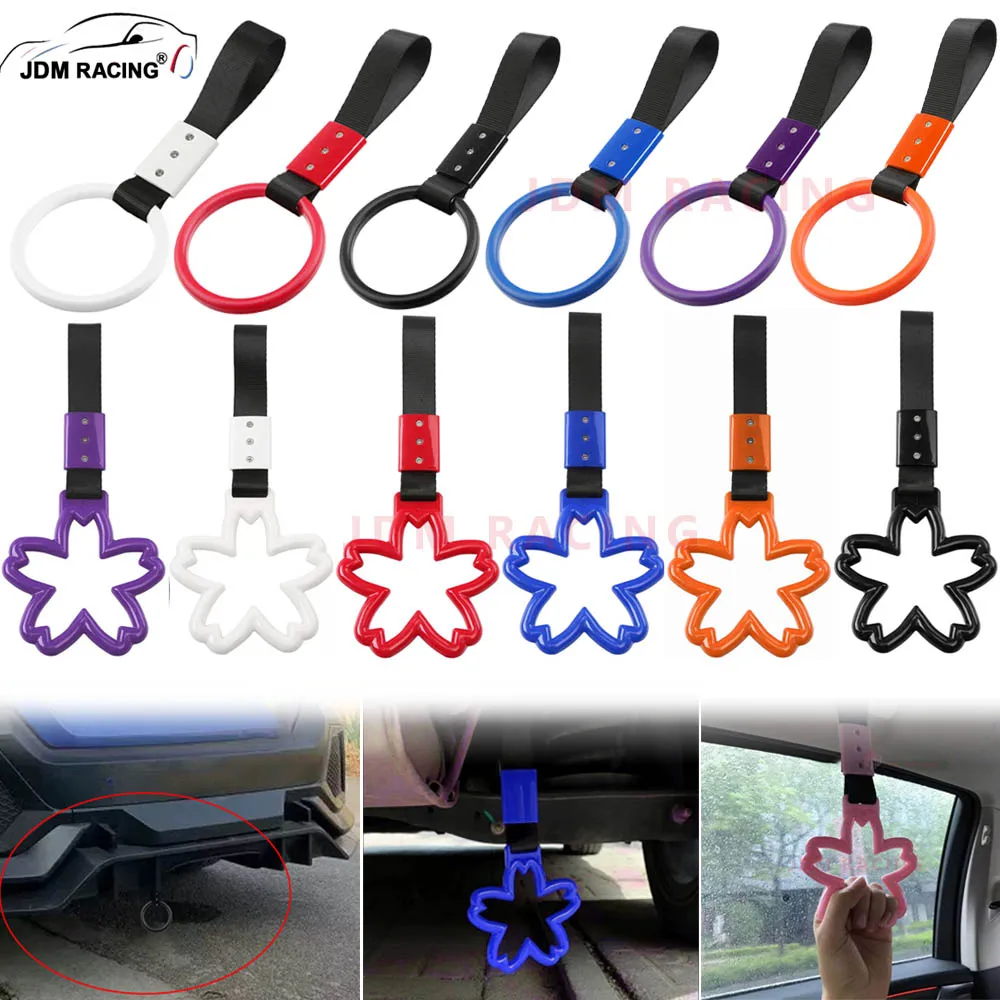 JDM RACING Train Bus Handle Hand Strap Ring Flowers Styling Drift Charm Strap Drift Auto Access Car Tow Trailer Hole Decoration