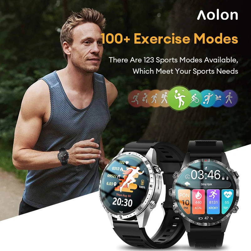 Aolon GT5pro Smart Watch Men 1.6 pollici Full Screen HD Bluetooth Call 100 + Sport Fitness Tracker Smartwatch impermeabile con bussola