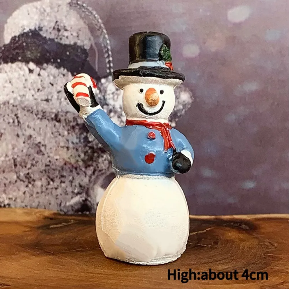 Christmas Mini Snowman Resin Figurine, Xmas Tabletop Decor Ornament
