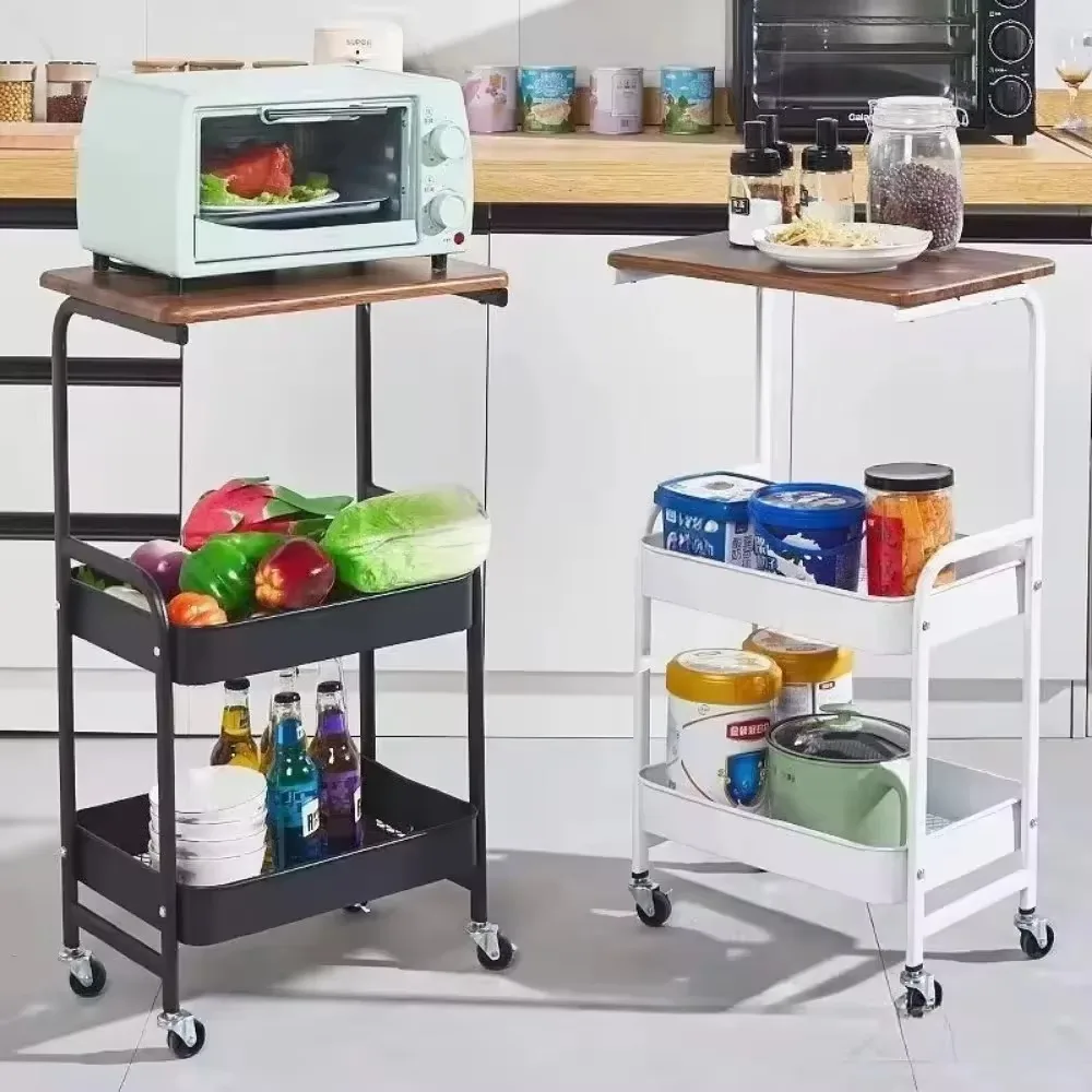 Bathroom Storage Trolley With Countertop Multipurpose Waterproof Kitchen Trolley With Wheels Bedroom Multi-layer Rolling Cart
