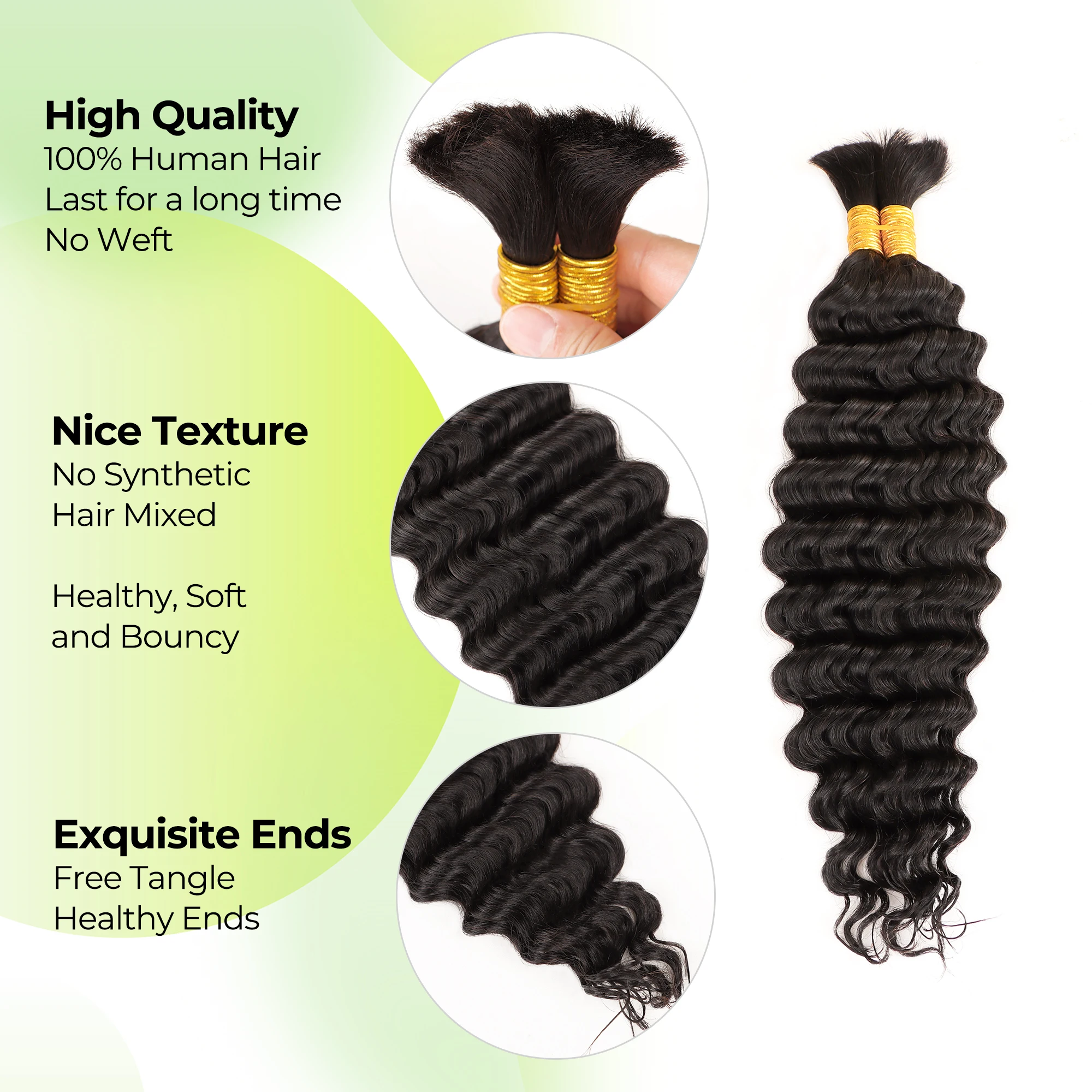 Tiefe Welle 100 % Echthaar Bulk brasilianische Remy Haarbündel für Boho Zöpfe Wasserwelle lockiges Bündel geflochtene Extensions