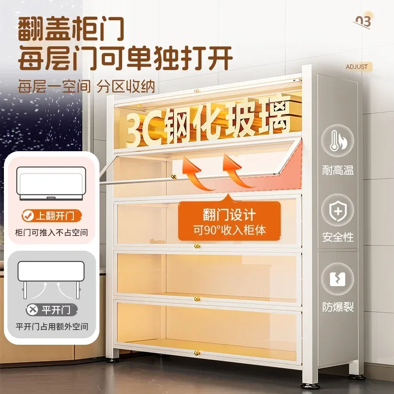 Steel bookshelf with door glass bookcase floor-to-ceiling dustproof iron figure display cabinet household locker storage cabinet