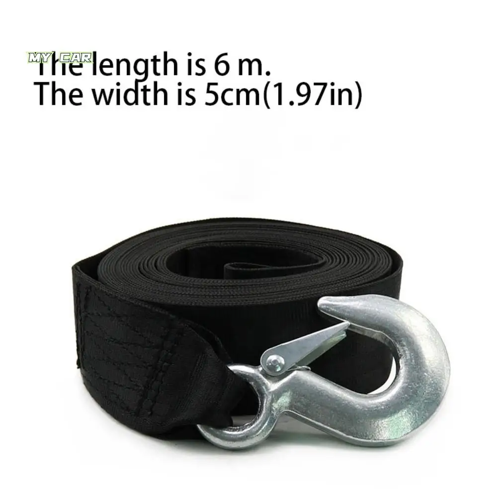 

Буксирный ремень Высокопрочный буксировочный ремень Концевая петля Прочный ремень для лебедки лодки с крючками Ремень для прицепа Автомобильный буксирный ремень