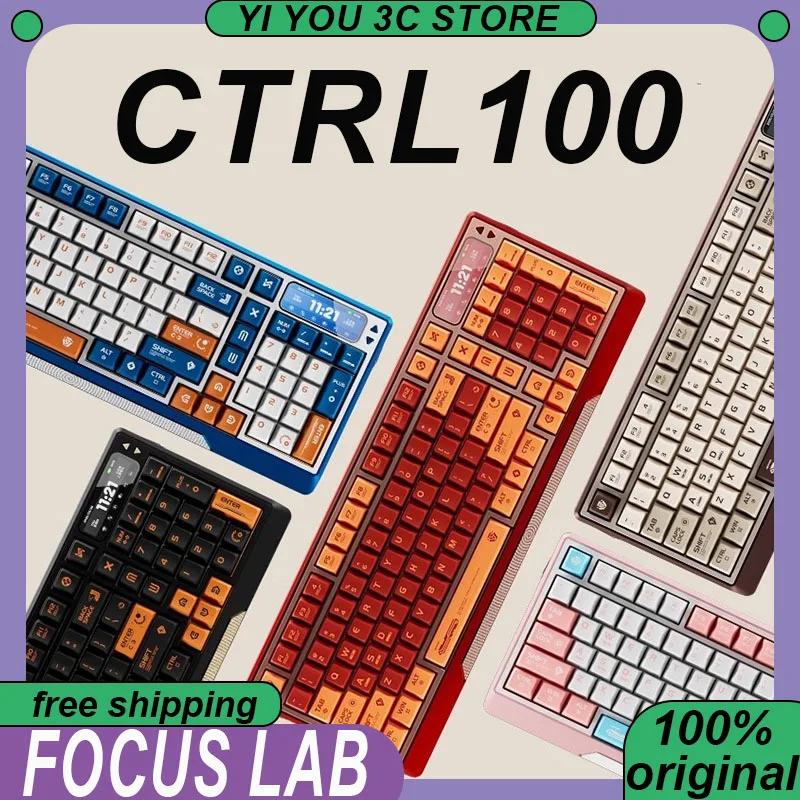 

FOCUS LAB Ctrl100 Mechanical Keyboard Wireless Tri-mode IPS Screen 8000mAh PBT QMK/VIA PC Esports Laptop Gaming Keyboards